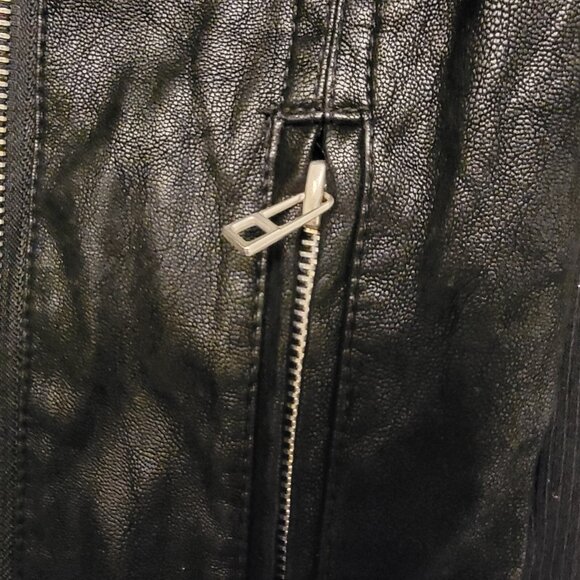 HARPER HERITAGE Jacket Vegan‎ Leather Moto Cropped Biker Coat BLACK Women M - Picture 5 of 11